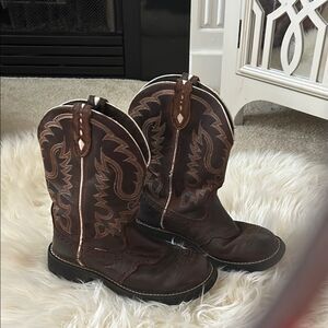 Justin Boots Dark Brown Leather Combat/Moto Boots
